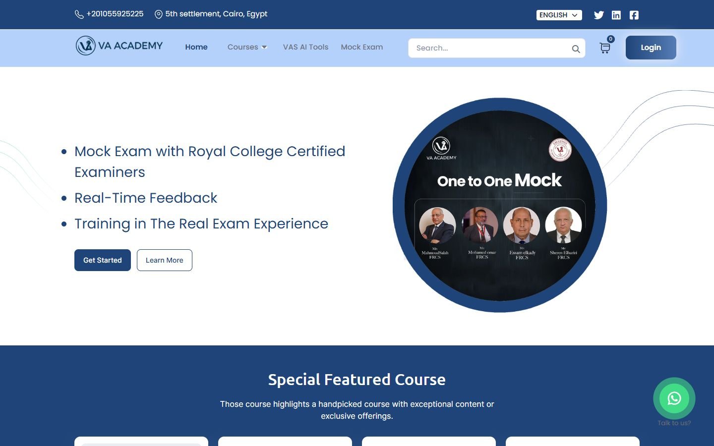 VA Academy's course platform on a desktop screen
