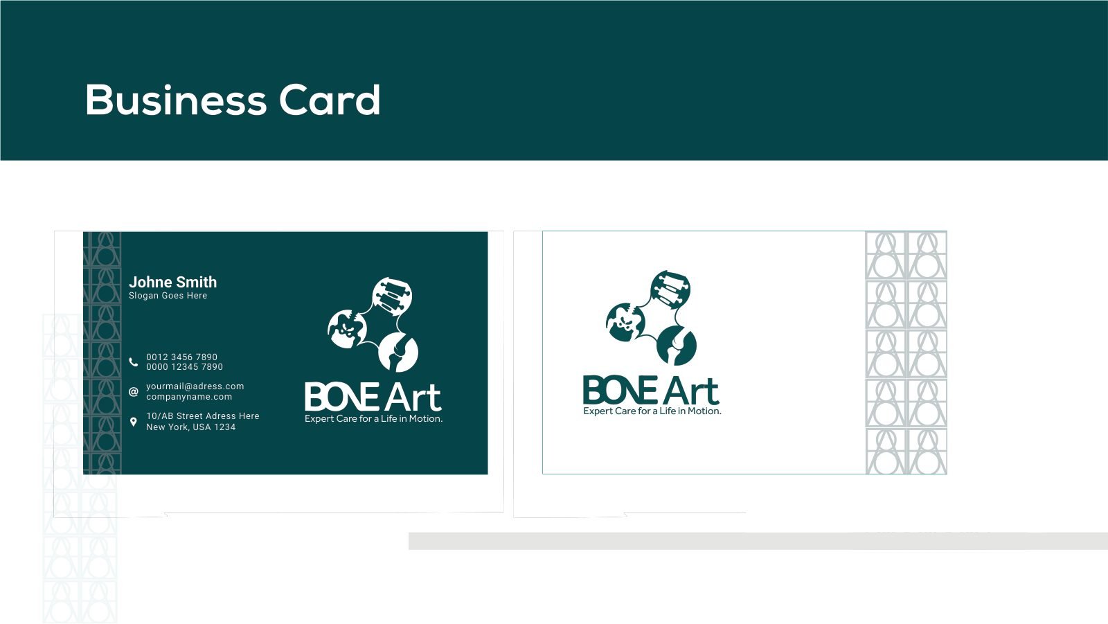 Bone Art Clinic bilingual business card design
