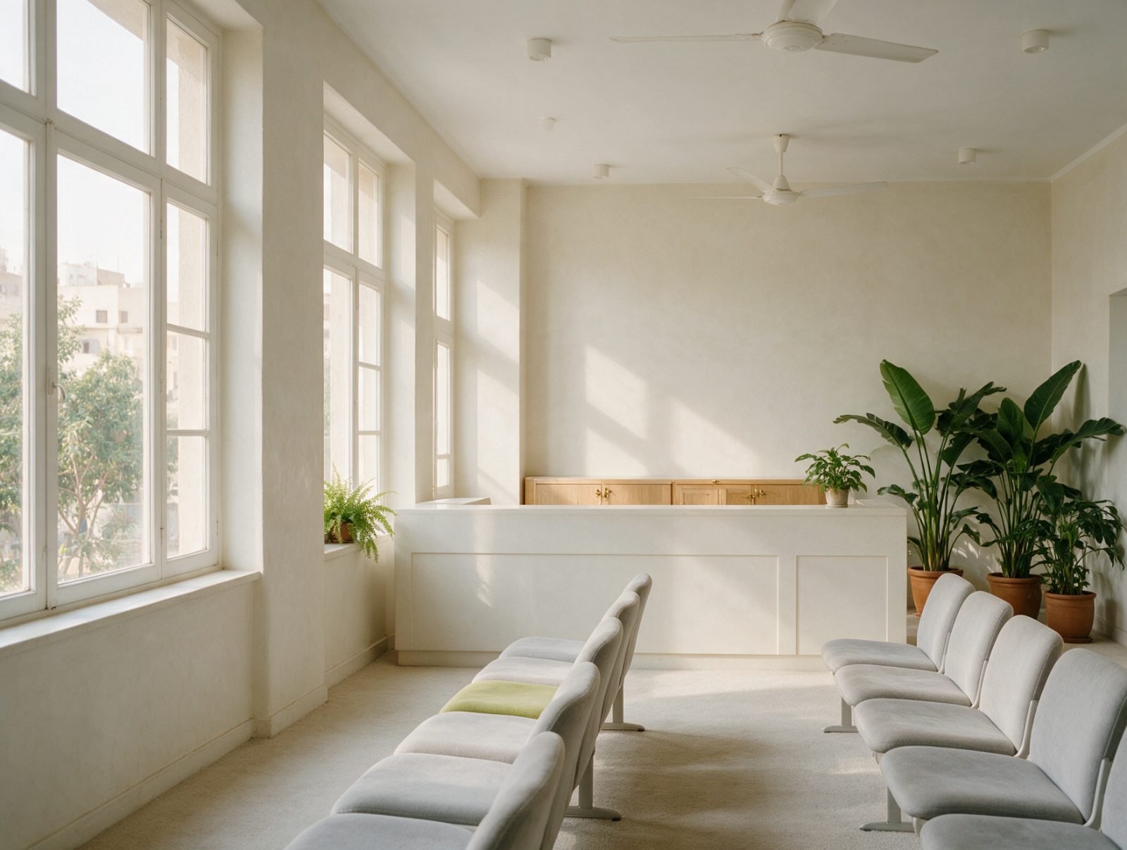 An empty clinic waiting room before the campaign