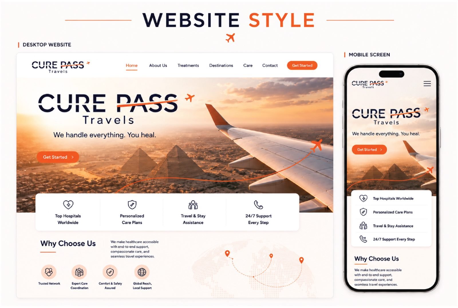 Cure Pass Travels website visual style