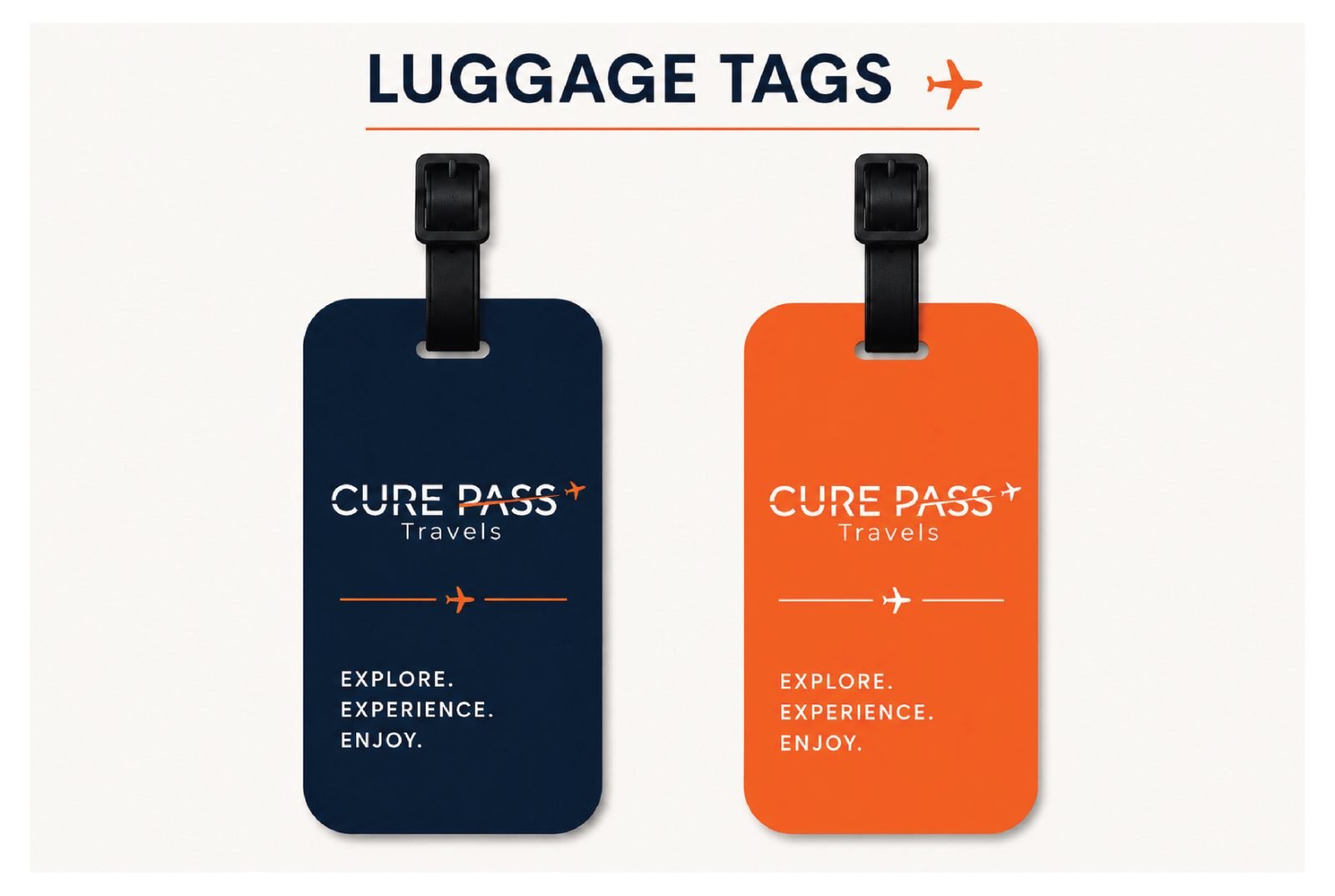 Cure Pass Travels branded luggage tags