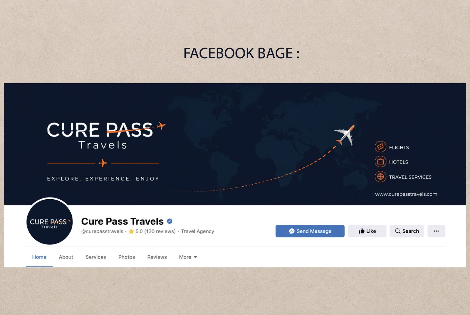 Cure Pass Travels Facebook page identity design