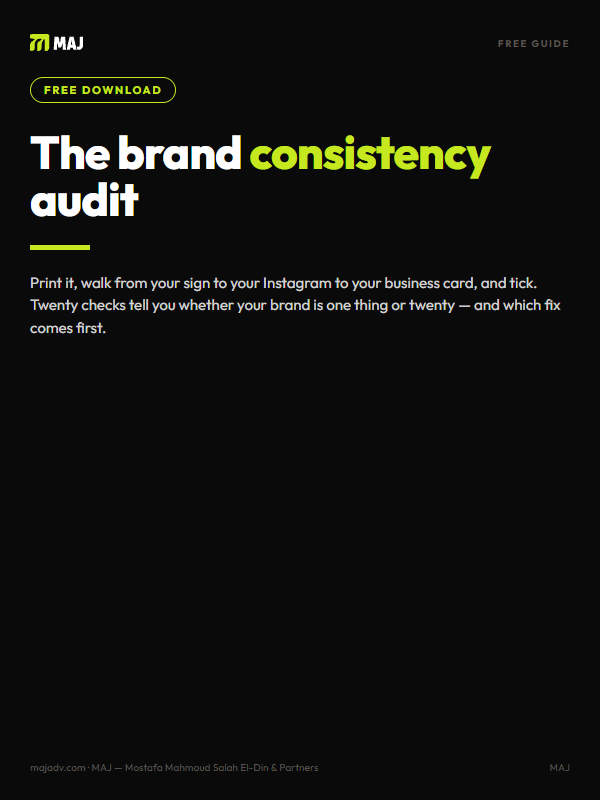 The brand consistency audit: 20 checks on your current identity. EN cover artwork