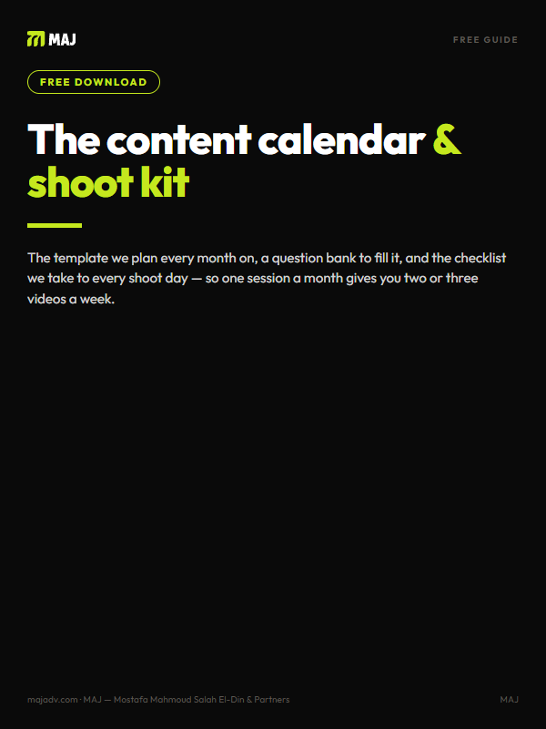 The monthly content calendar and shoot-day kit. EN cover artwork